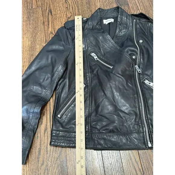 Zadig & Voltaire Loon Spi Biker Jacket Womens Small Black Lamb Leather‎ NWT - Picture 7 of 16